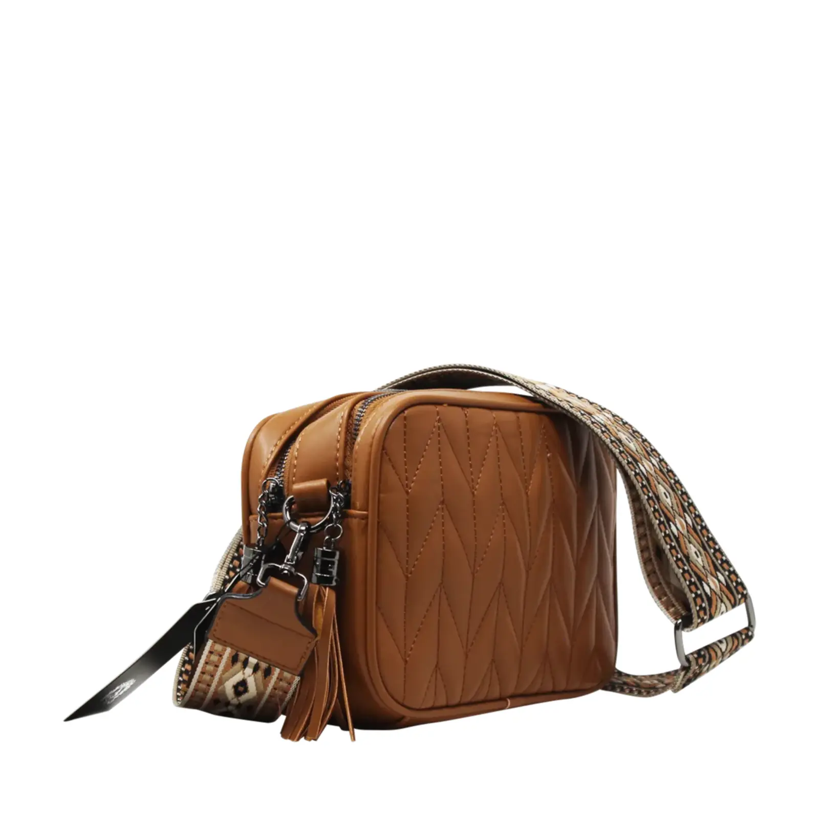 Duo-Pockets Camera Bag with Stitched Chevron Pattern - Image 7