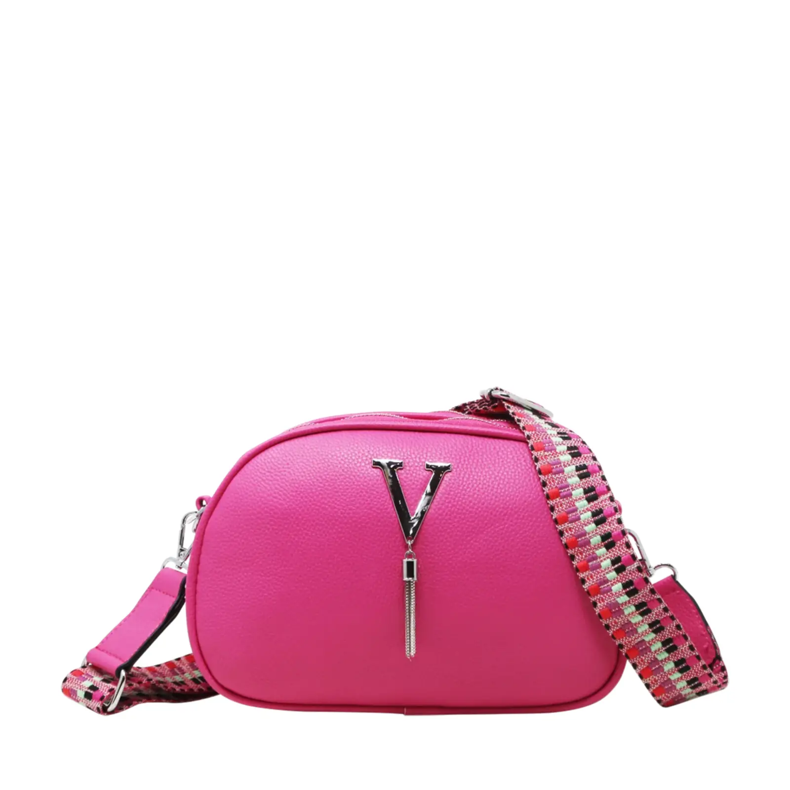 Small V-tag Crossbody Bag with a Canvas Strap - Image 21