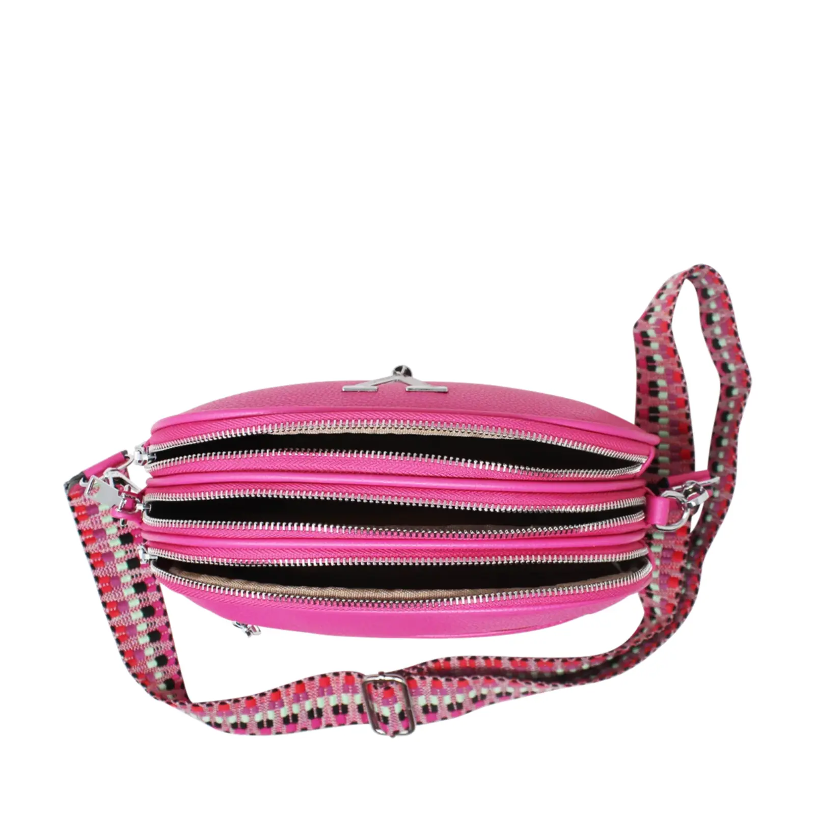 Small V-tag Crossbody Bag with a Canvas Strap - Image 22