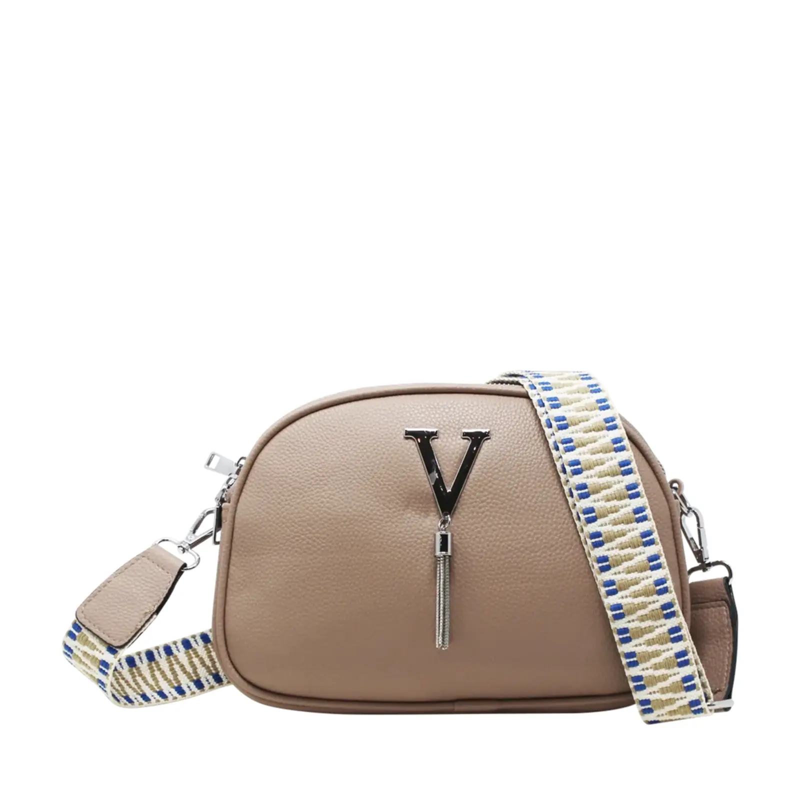 Small V-tag Crossbody Bag with a Canvas Strap - Image 9
