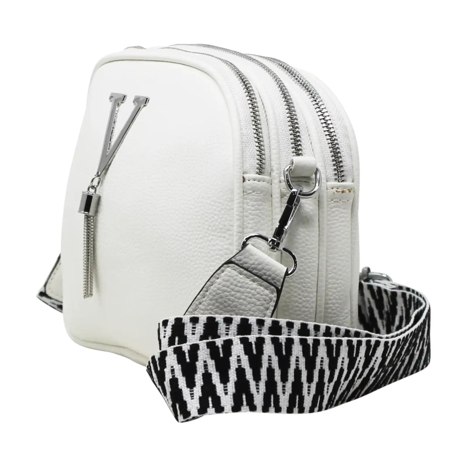 Small V-tag Crossbody Bag with a Canvas Strap - Image 24