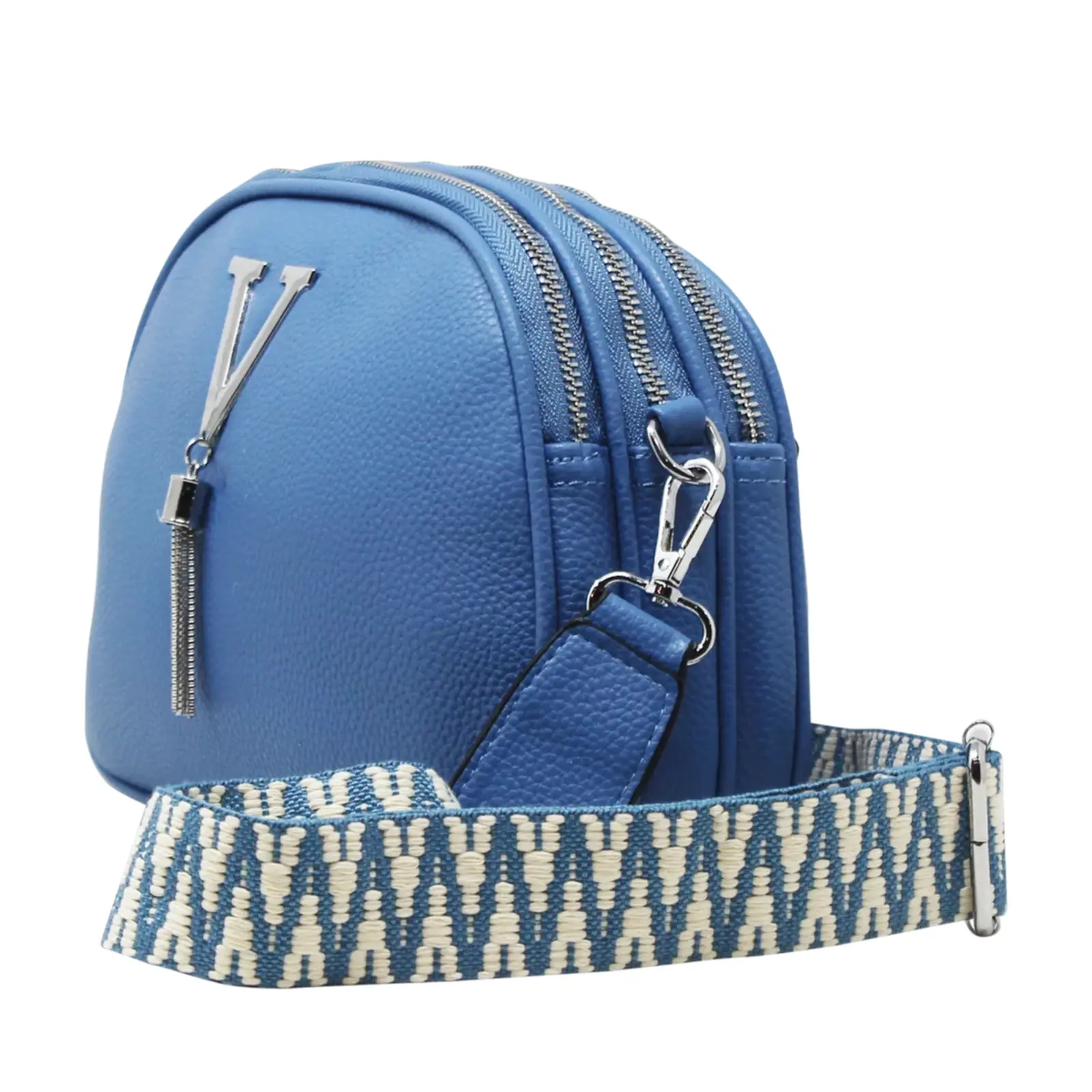 Small V-tag Crossbody Bag with a Canvas Strap - Image 6