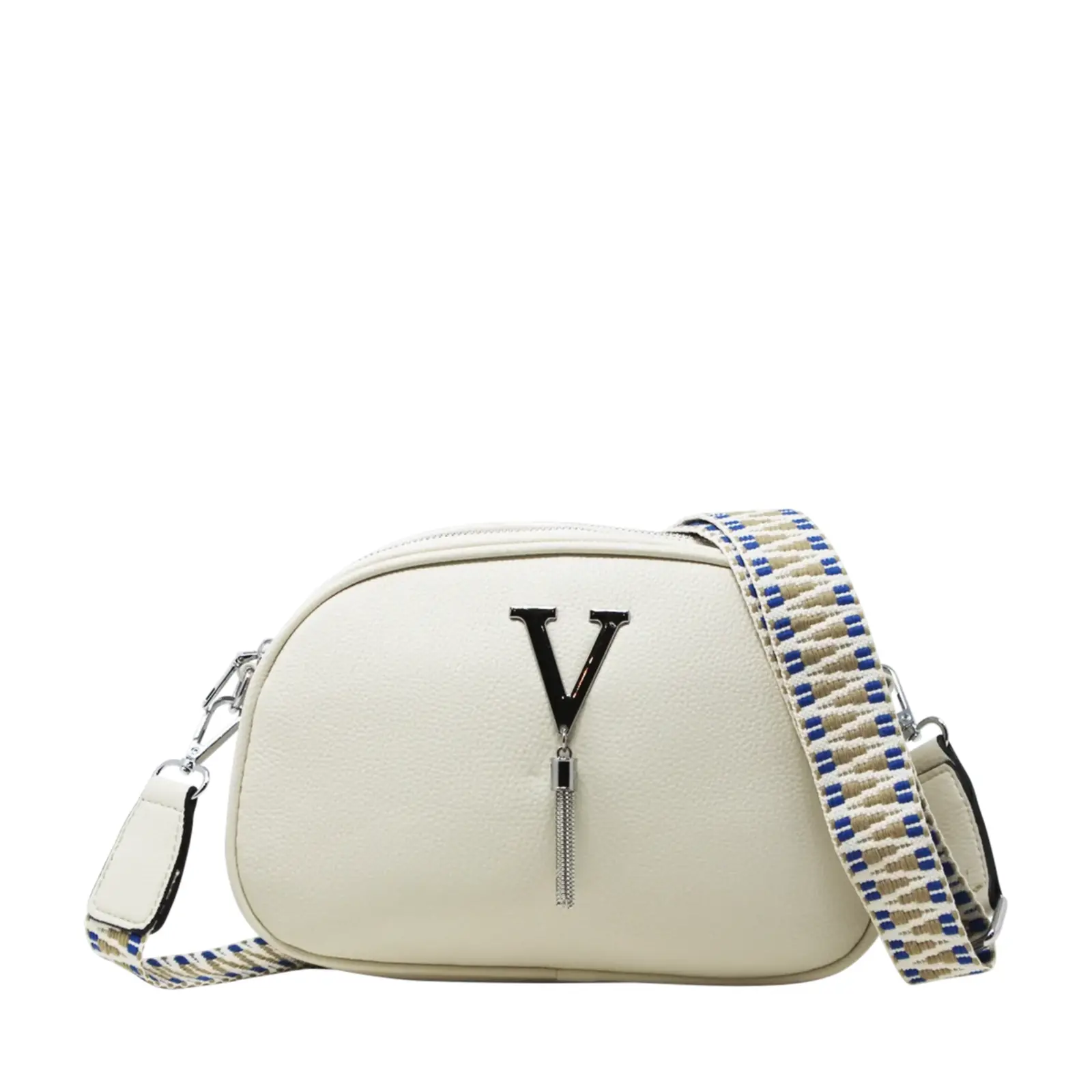 Small V-tag Crossbody Bag with a Canvas Strap - Image 7