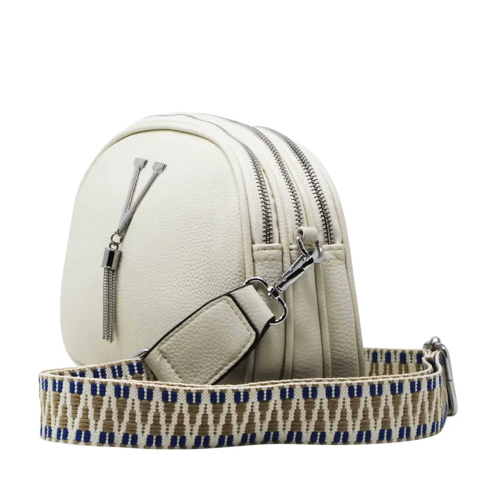 Small V-tag Crossbody Bag with a Canvas Strap - Image 8