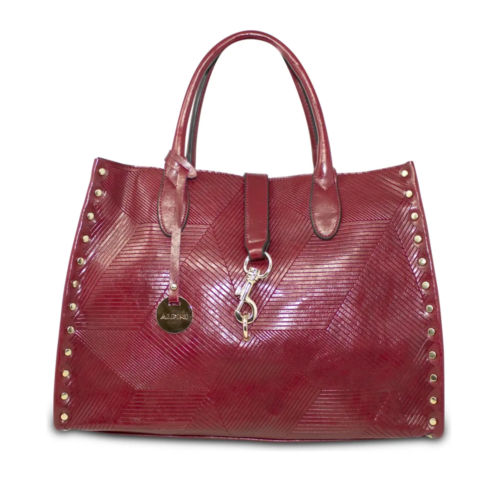 Alpini Faux Leather Scratch and Studs Tote Bag - Image 9
