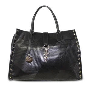 Alpini Faux Leather Scratch and Studs Tote Bag