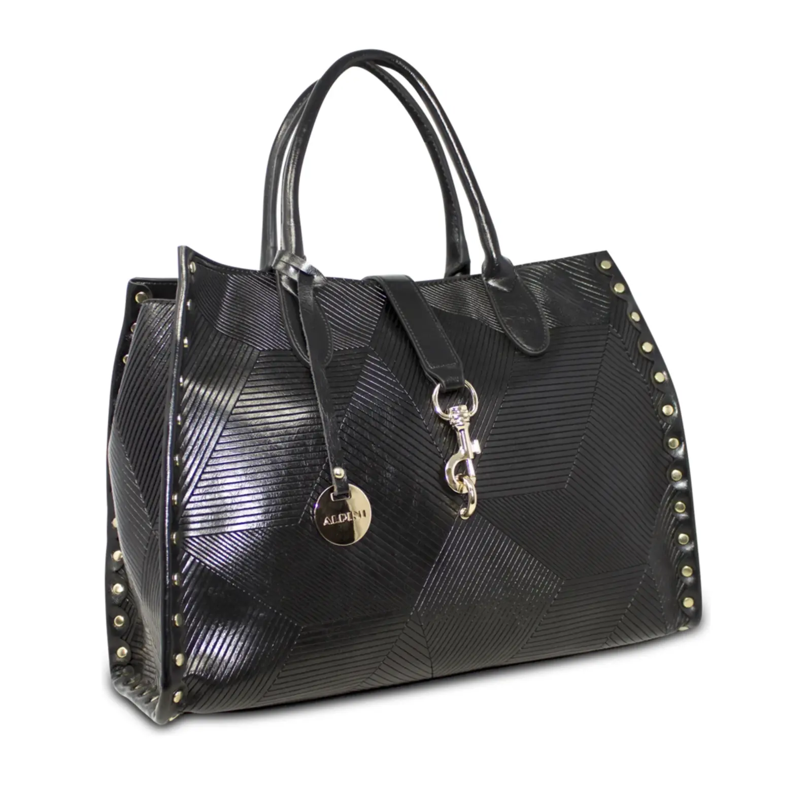Alpini Faux Leather Scratch and Studs Tote Bag - Image 2