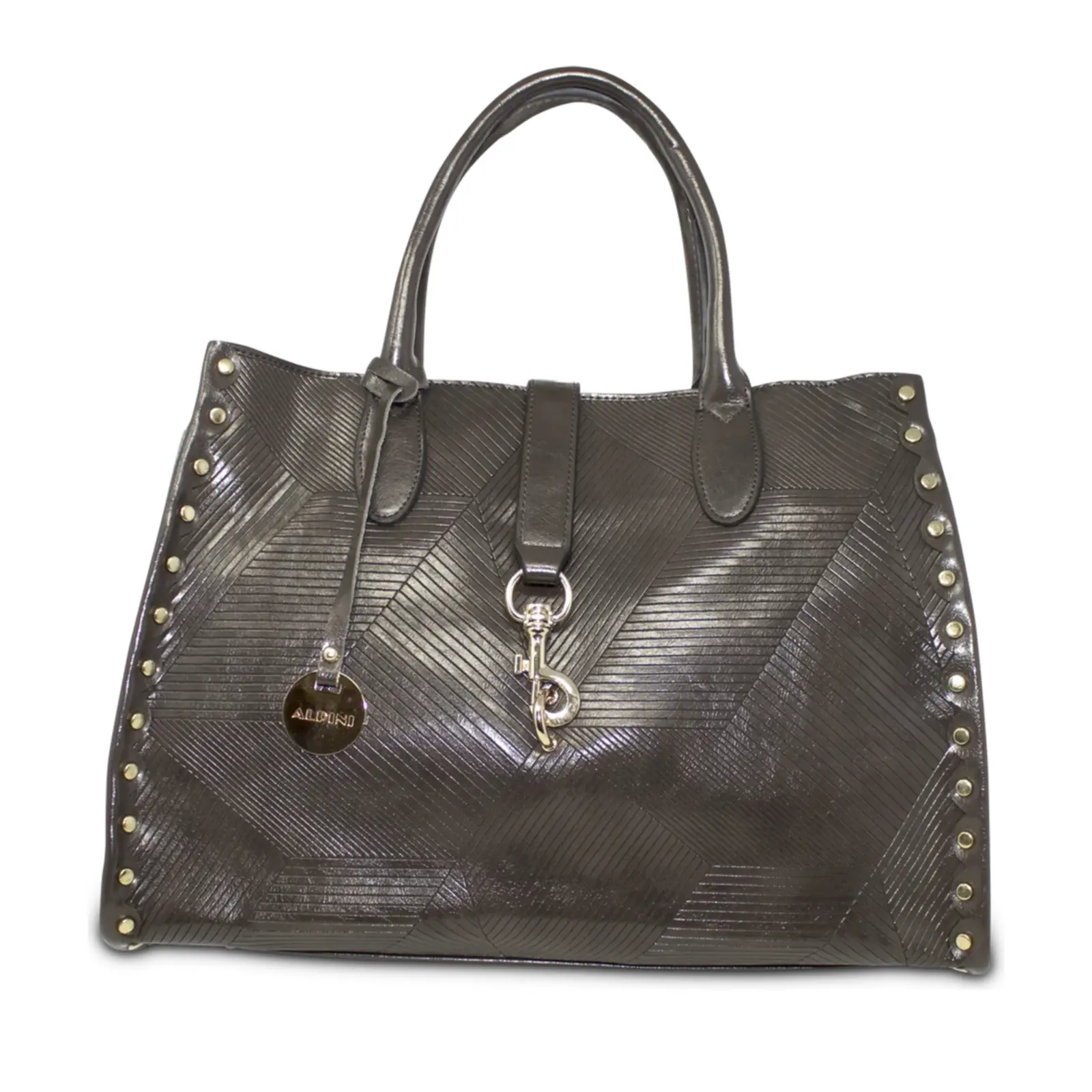 Alpini Faux Leather Scratch and Studs Tote Bag - Image 5