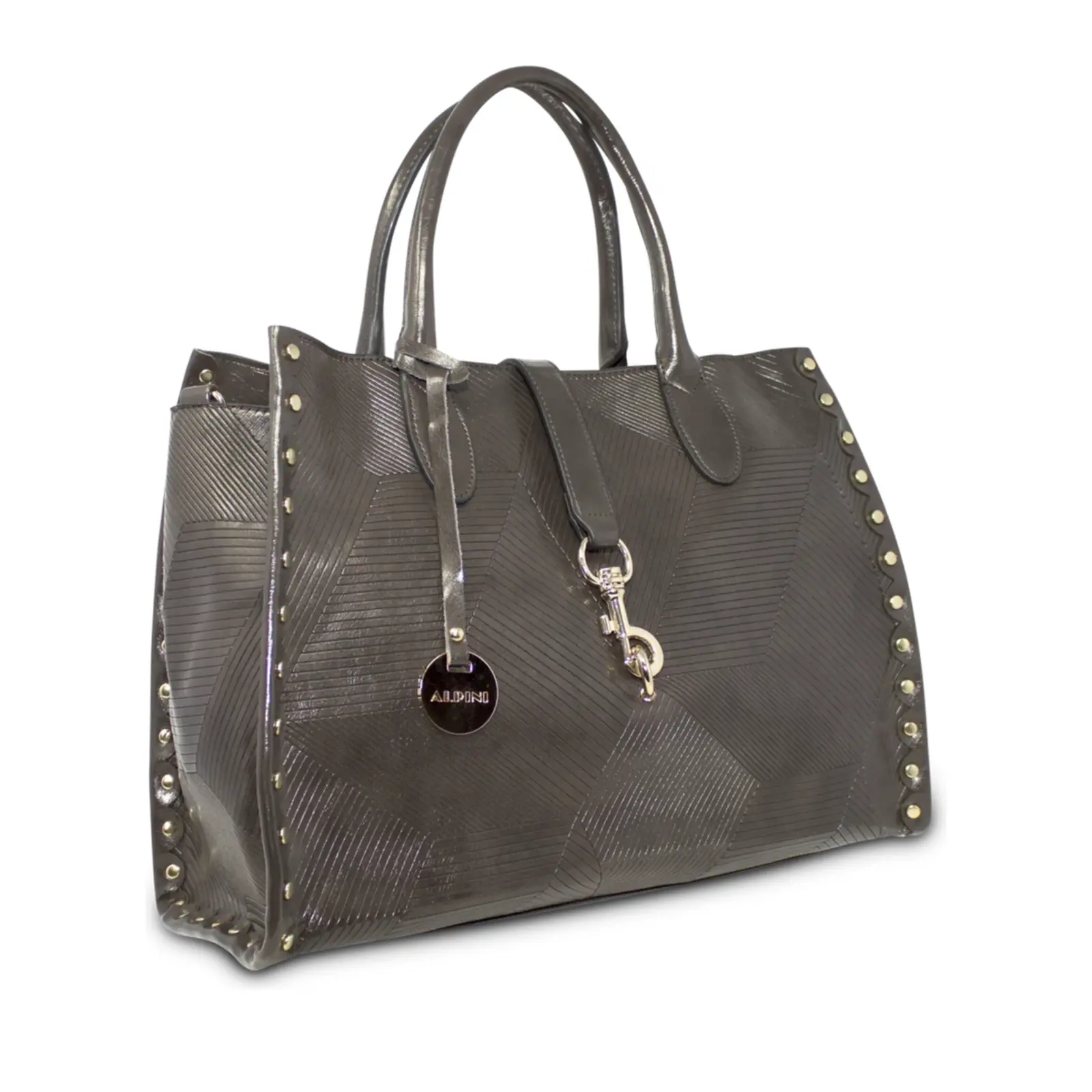 Alpini Faux Leather Scratch and Studs Tote Bag - Image 6