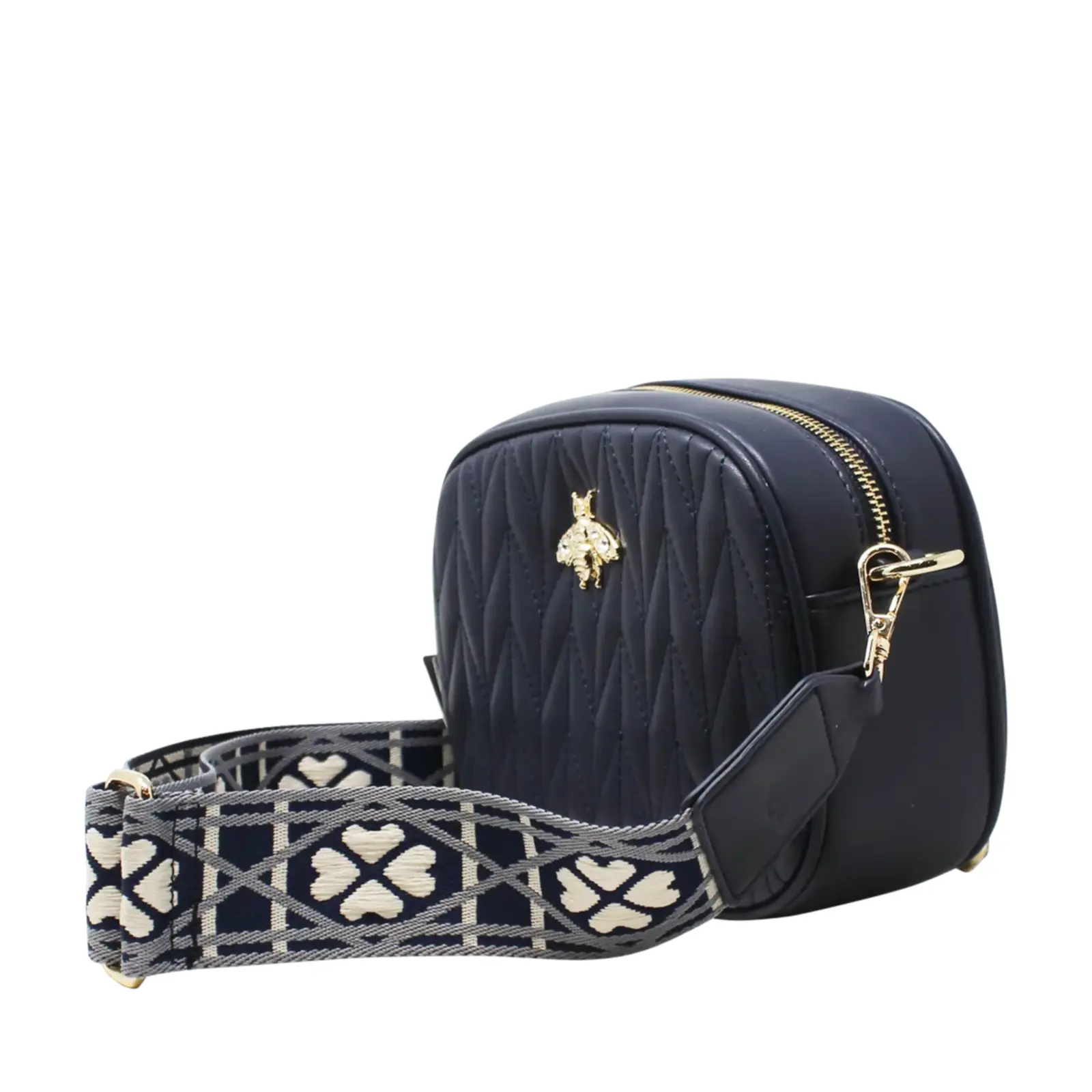 Small Stitched Camera Bag with Bee & Canvas Strap - Image 4