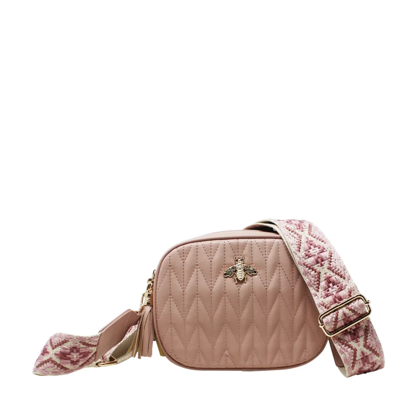 Small Stitched Camera Bag with Bee & Canvas Strap - Image 11