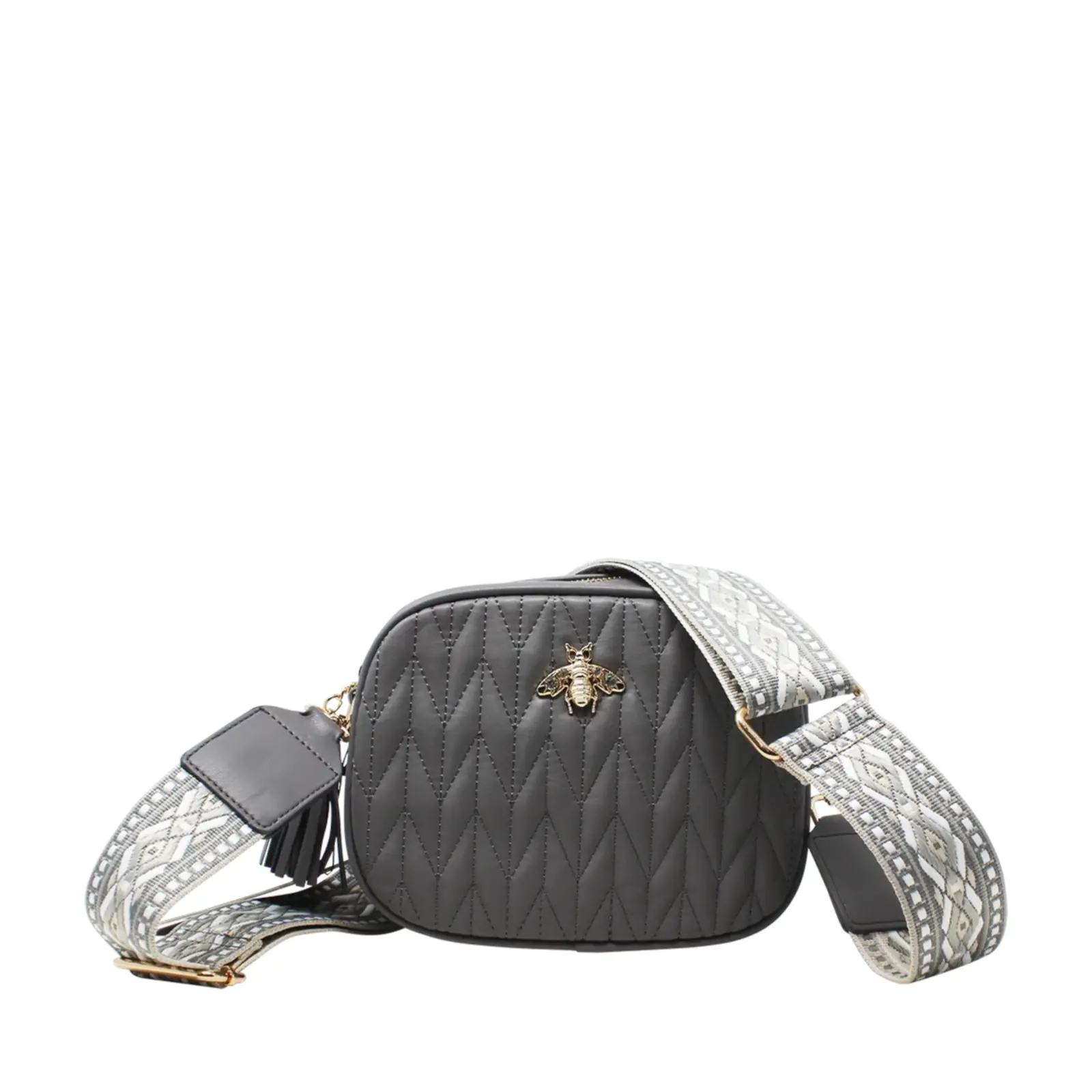 Small Stitched Camera Bag with Bee & Canvas Strap - Image 7