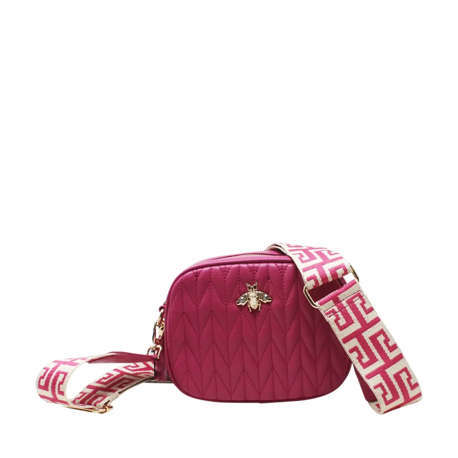 Small Stitched Camera Bag with Bee & Canvas Strap - Image 15