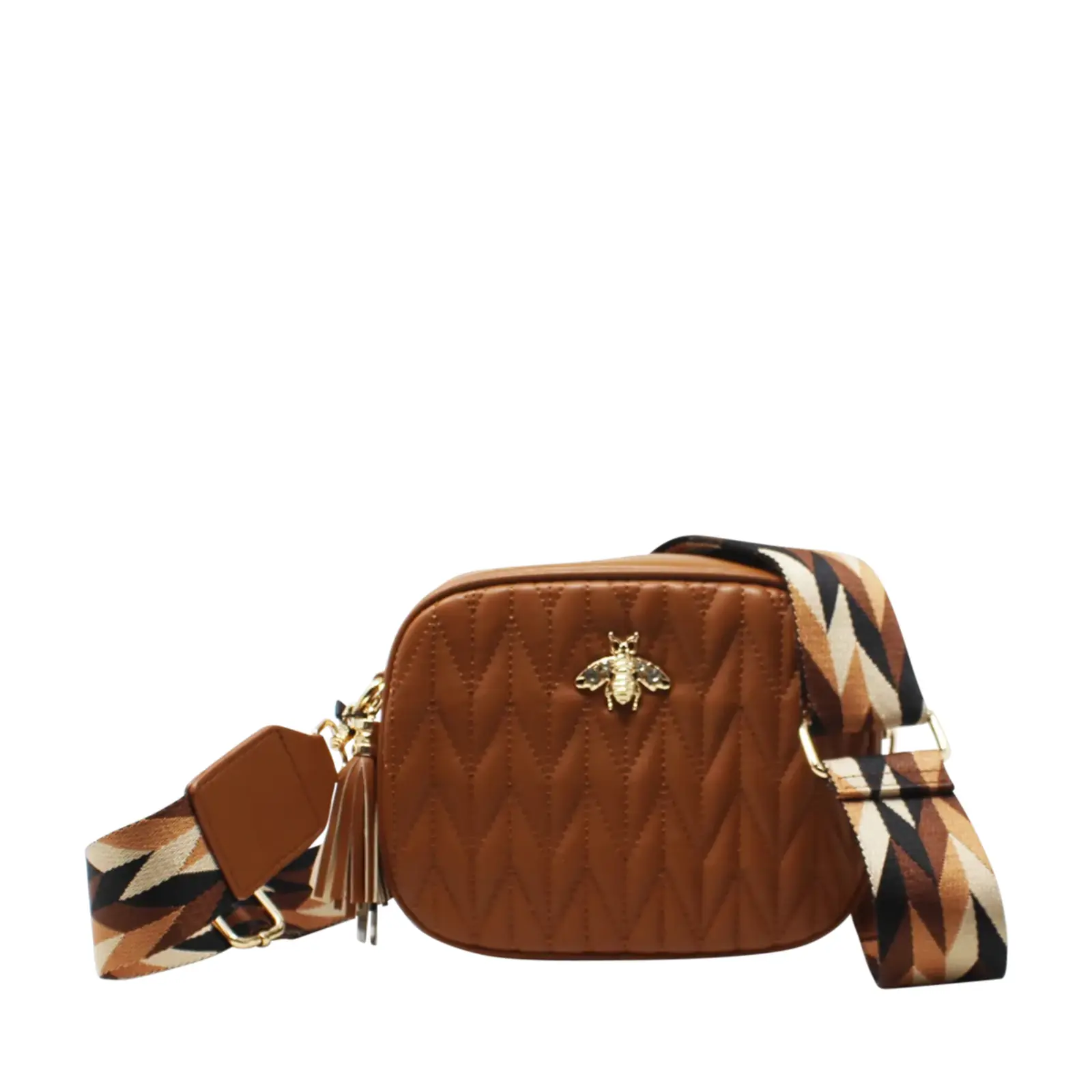 Small Stitched Camera Bag with Bee & Canvas Strap - Image 5