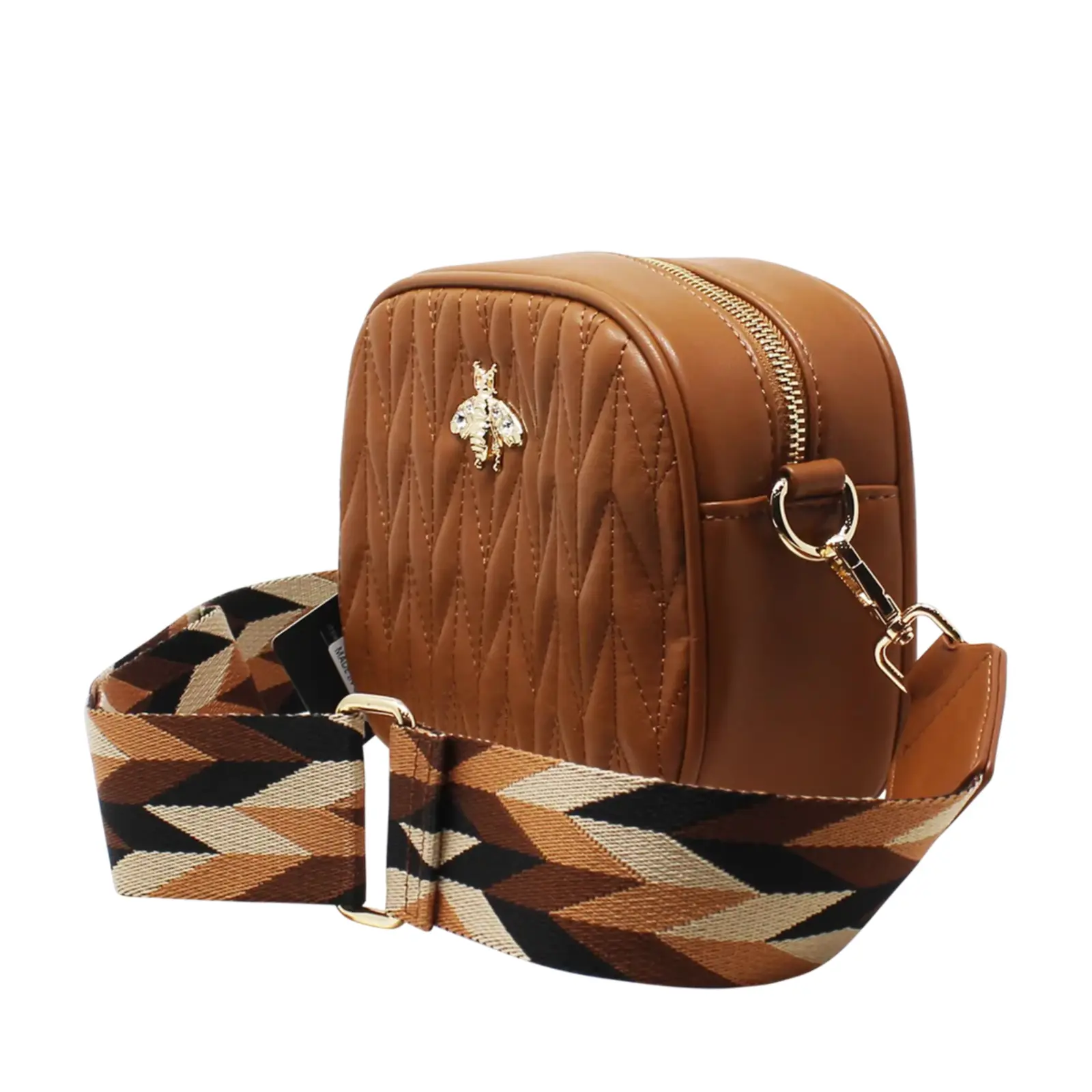 Small Stitched Camera Bag with Bee & Canvas Strap - Image 6