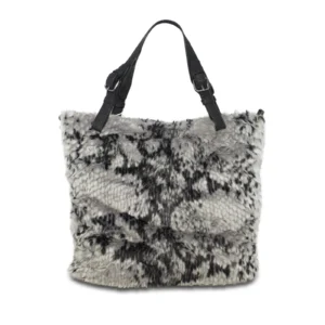 Alpini Double Handles Fluffy Tote Bag with Animal Prints