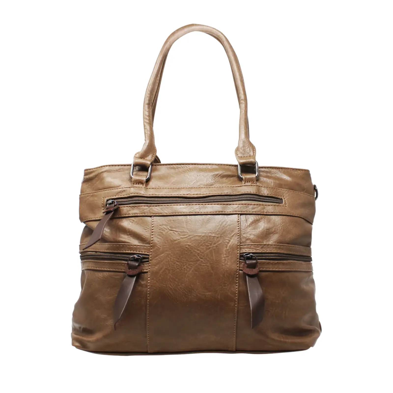 Large Multiple Zippers Tote Bag with Strap - Image 10