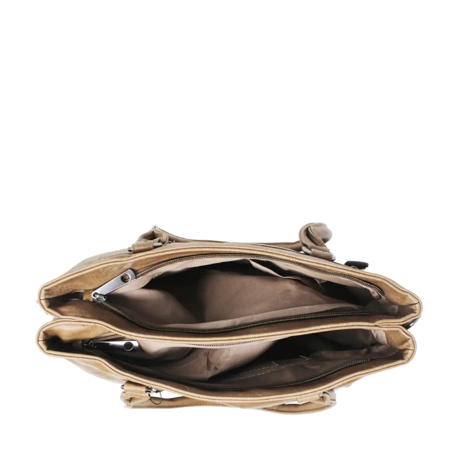 Large Multiple Zippers Tote Bag with Strap - Image 2