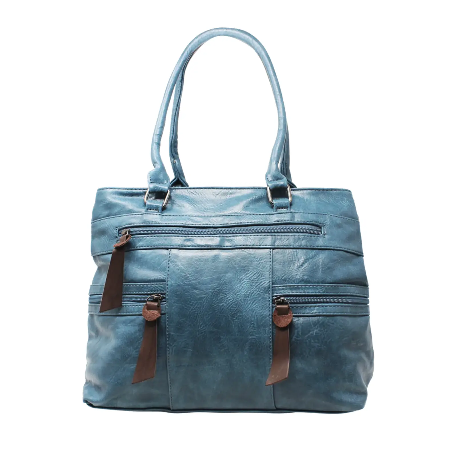 Large Multiple Zippers Tote Bag with Strap