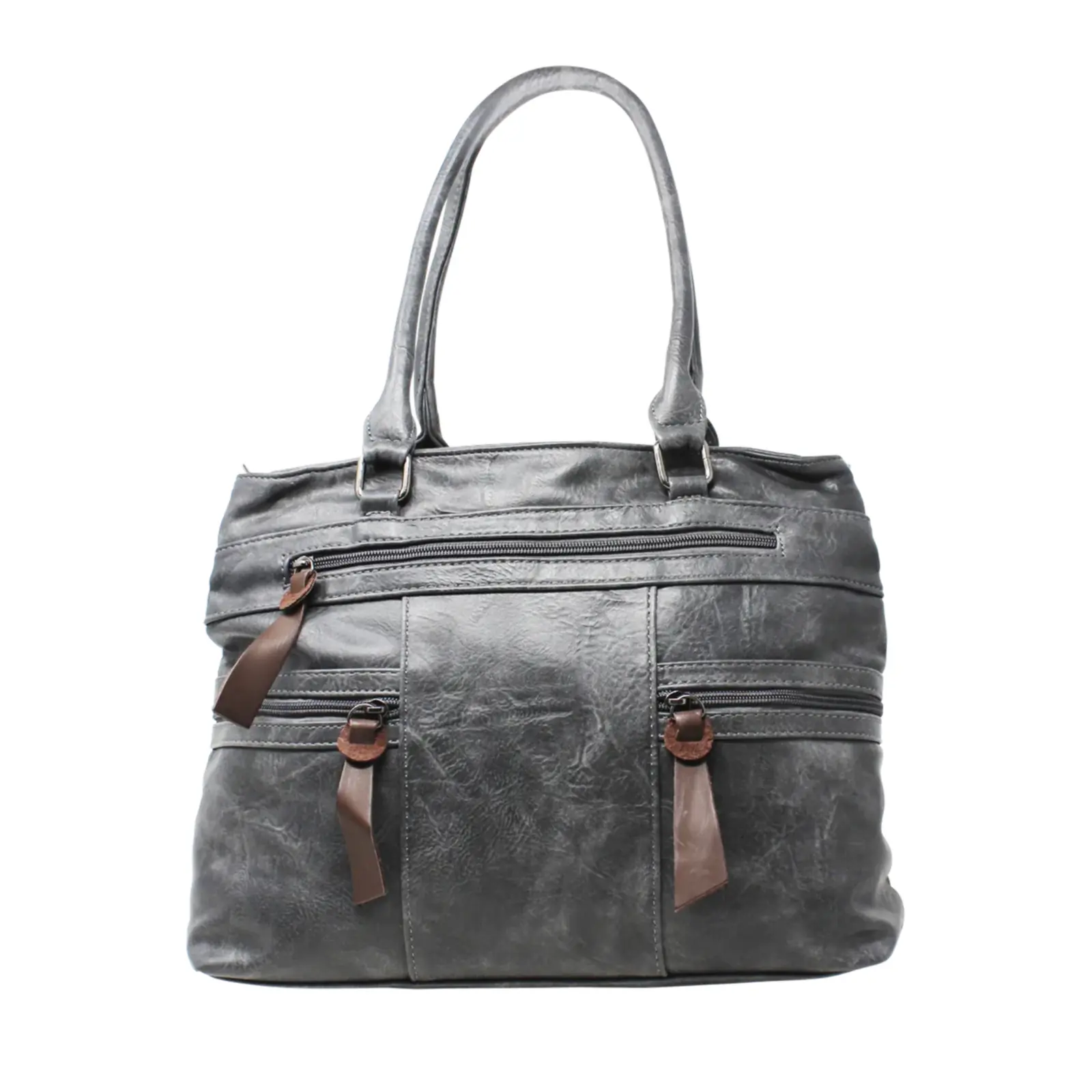 Large Multiple Zippers Tote Bag with Strap - Image 7