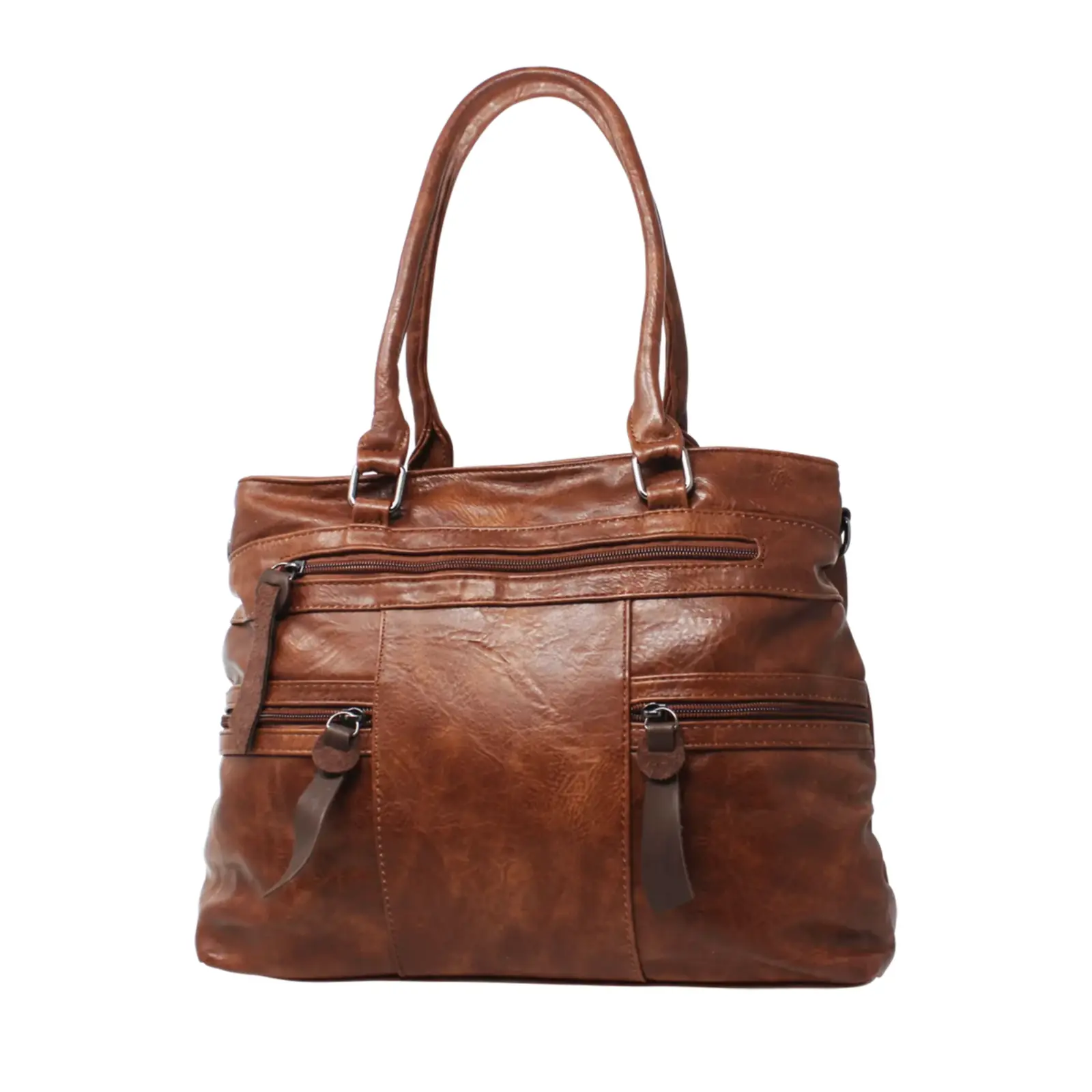 Large Multiple Zippers Tote Bag with Strap - Image 6