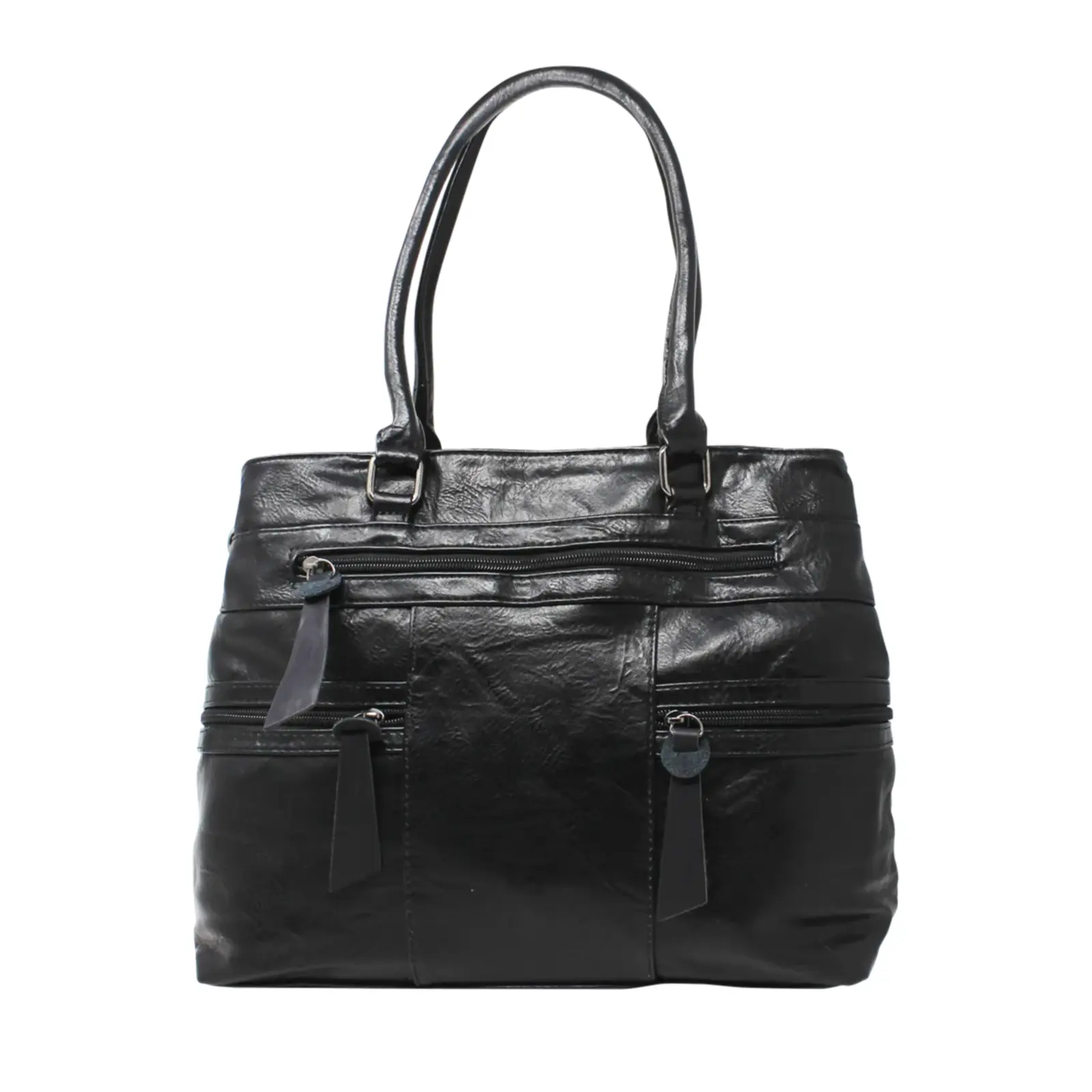 Large Multiple Zippers Tote Bag with Strap - Image 3