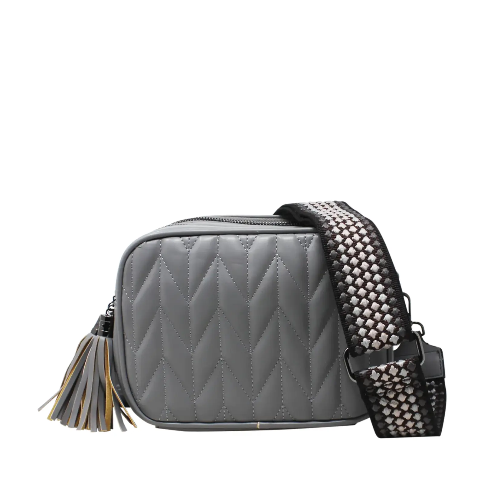 Duo-Pockets Camera Bag with Stitched Chevron Pattern - Image 12