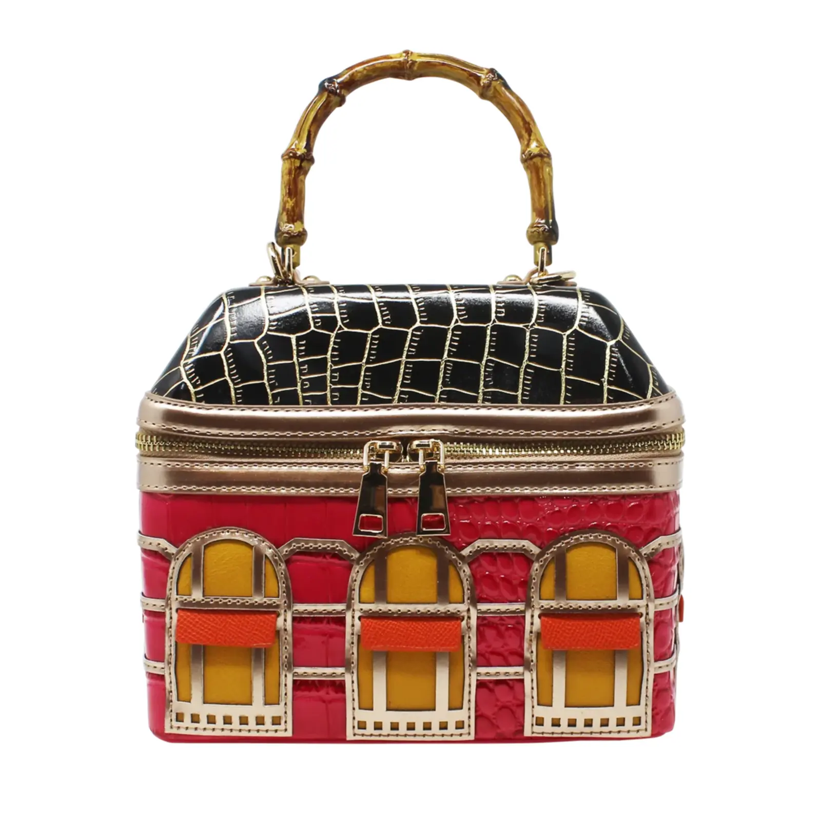 Metal Chain Link Tote Bag with Pom Pom - Image 8