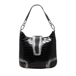 Croc-mock Shoulder Bag