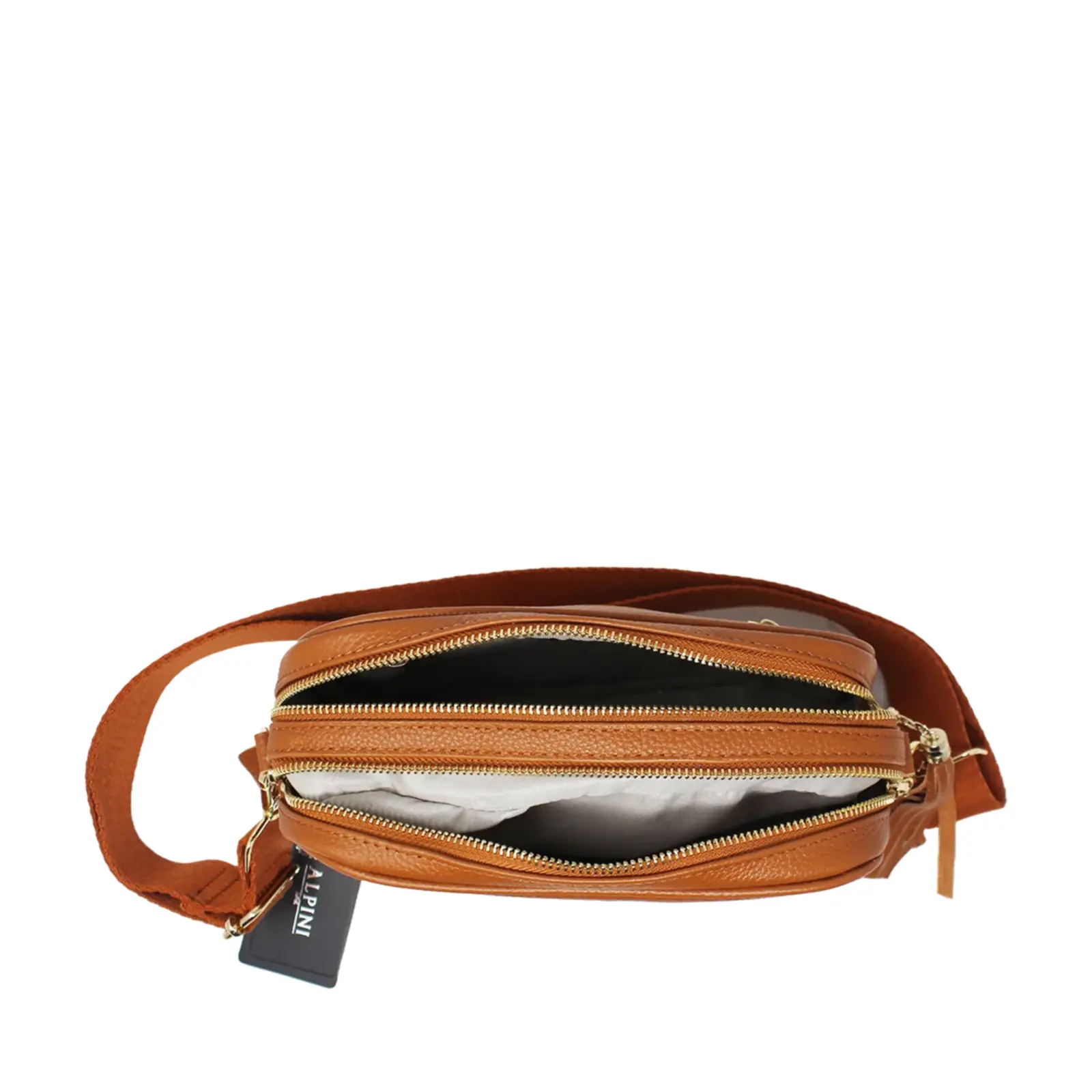 Double Zipper Genuine Leather Camera Bag with Bee - Image 8