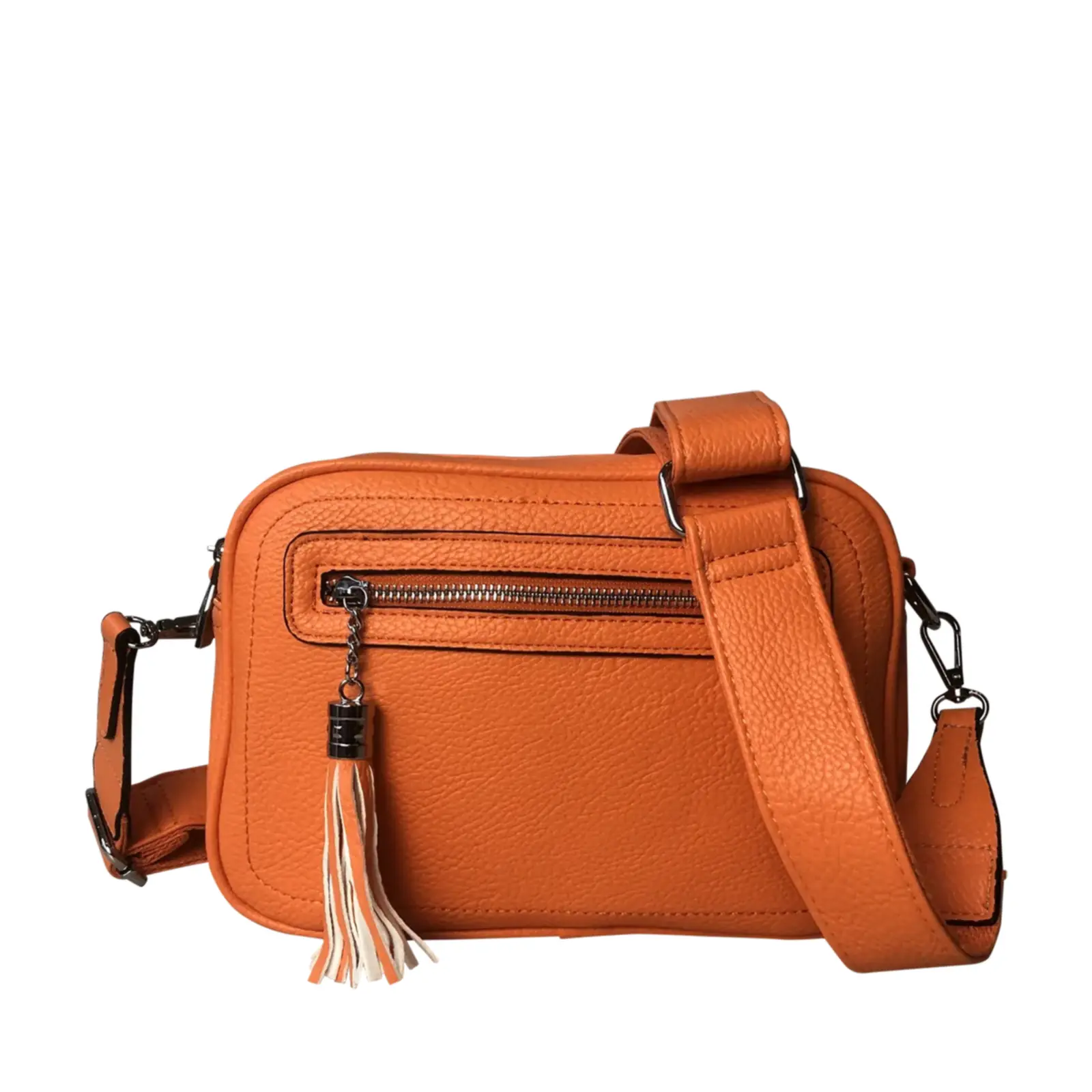 Tassel Accent Duo Zip Crossbody Bag - Image 13
