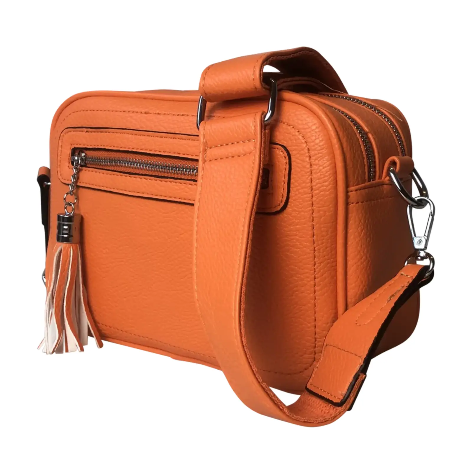 Tassel Accent Duo Zip Crossbody Bag - Image 14