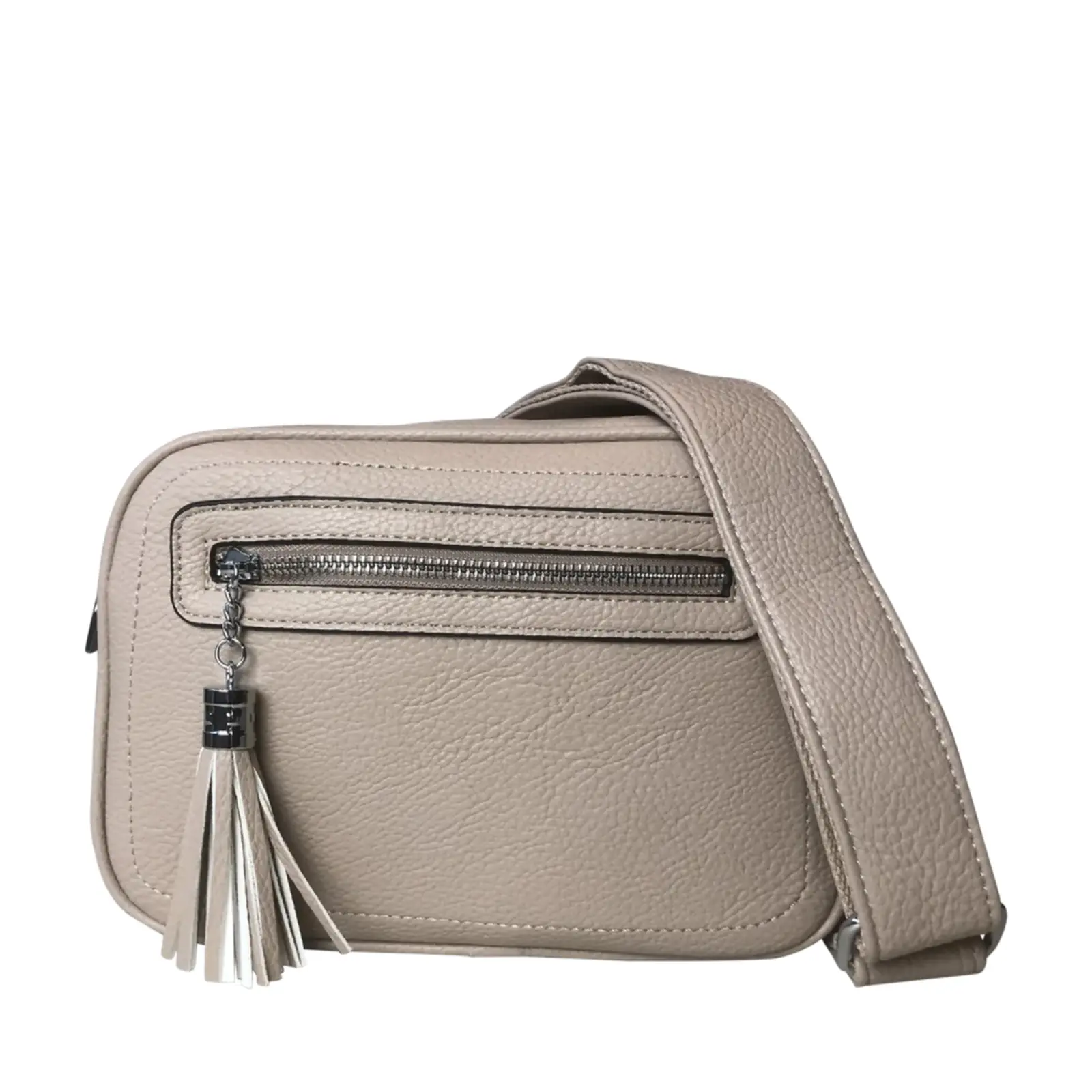 Tassel Accent Duo Zip Crossbody Bag - Image 11