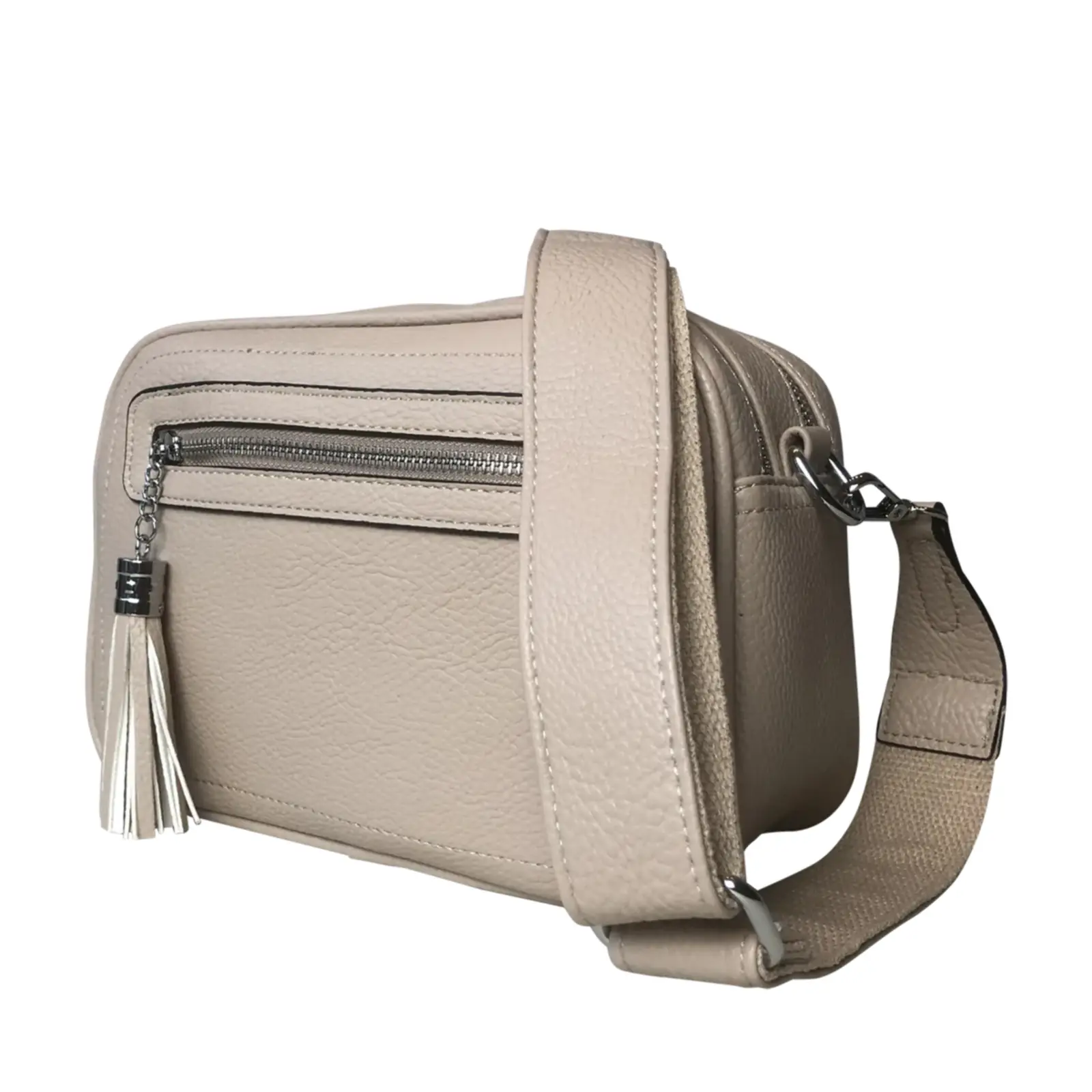 Tassel Accent Duo Zip Crossbody Bag - Image 12