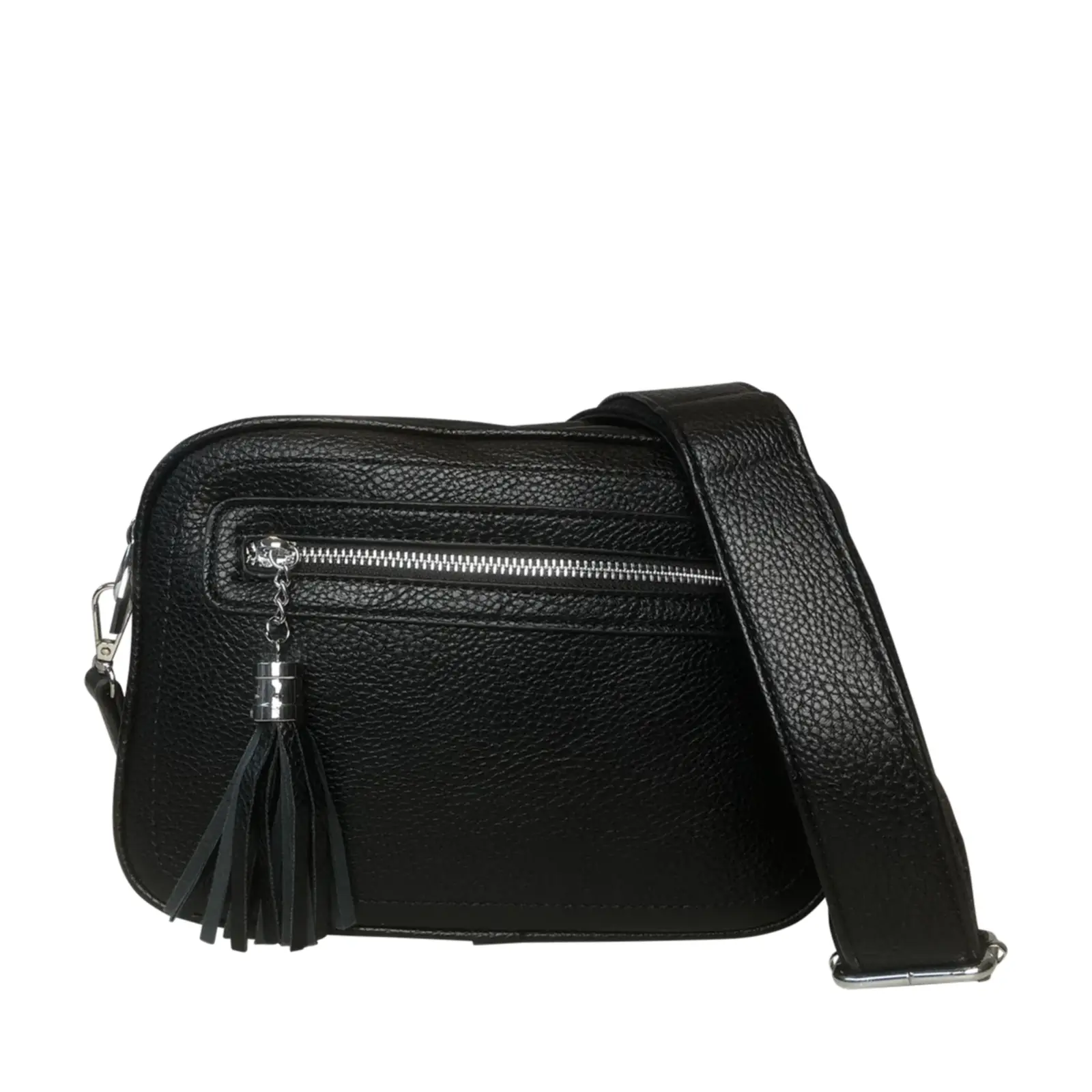 Tassel Accent Duo Zip Crossbody Bag - Image 3