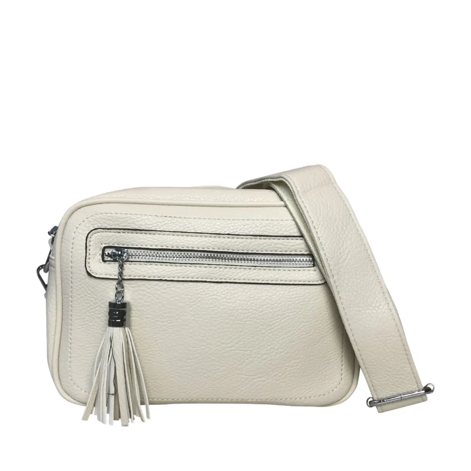 Tassel Accent Duo Zip Crossbody Bag