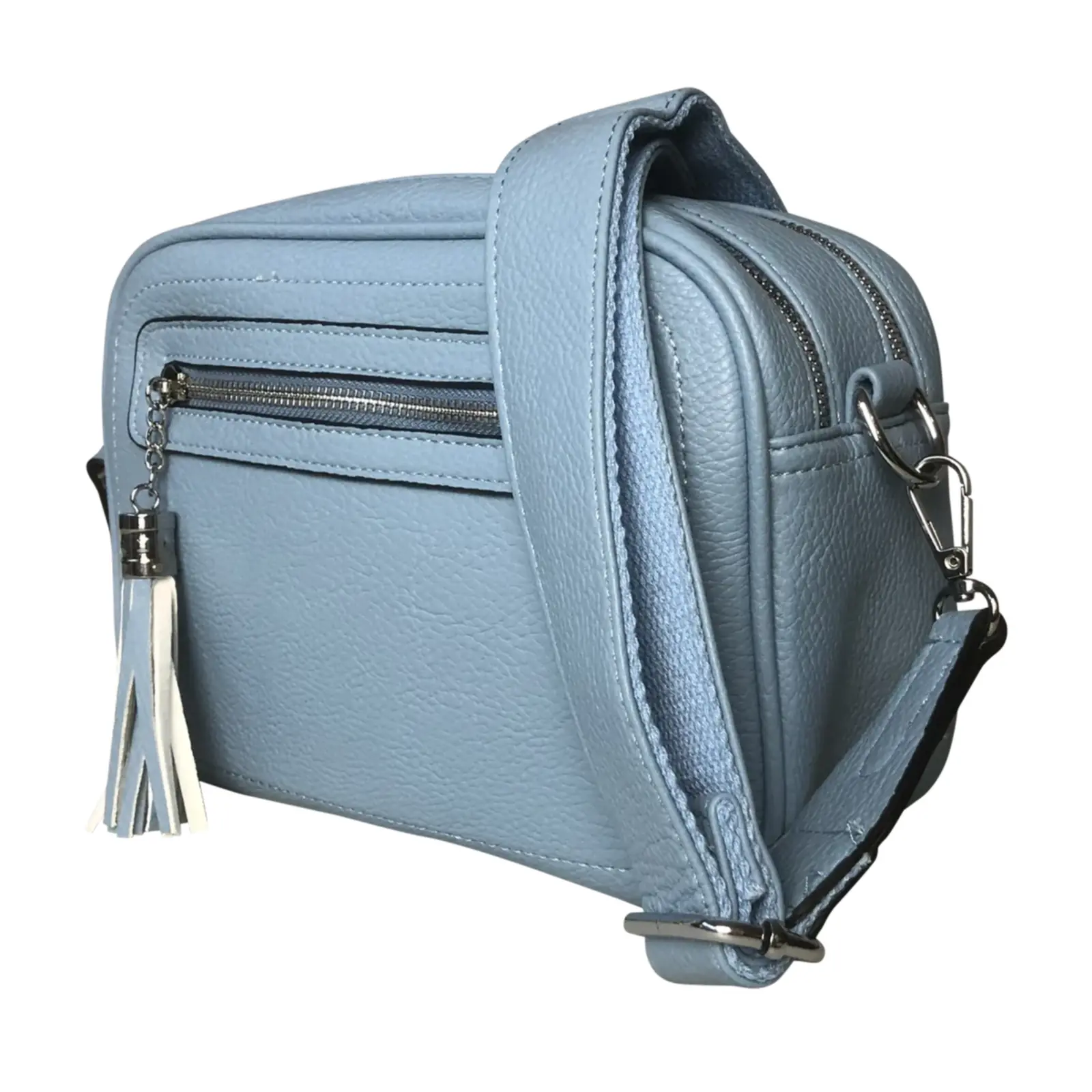 Tassel Accent Duo Zip Crossbody Bag - Image 10