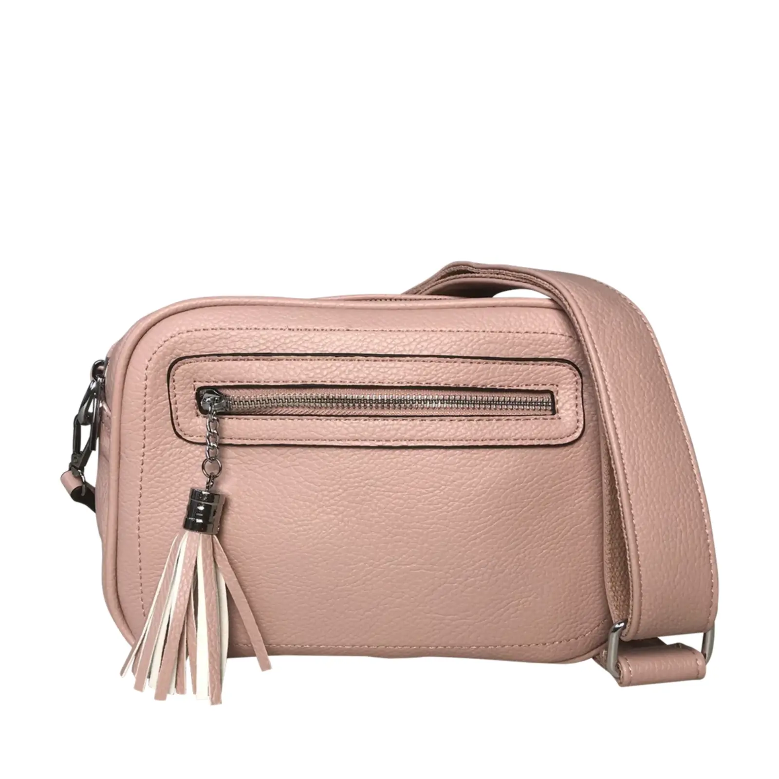 Tassel Accent Duo Zip Crossbody Bag - Image 15
