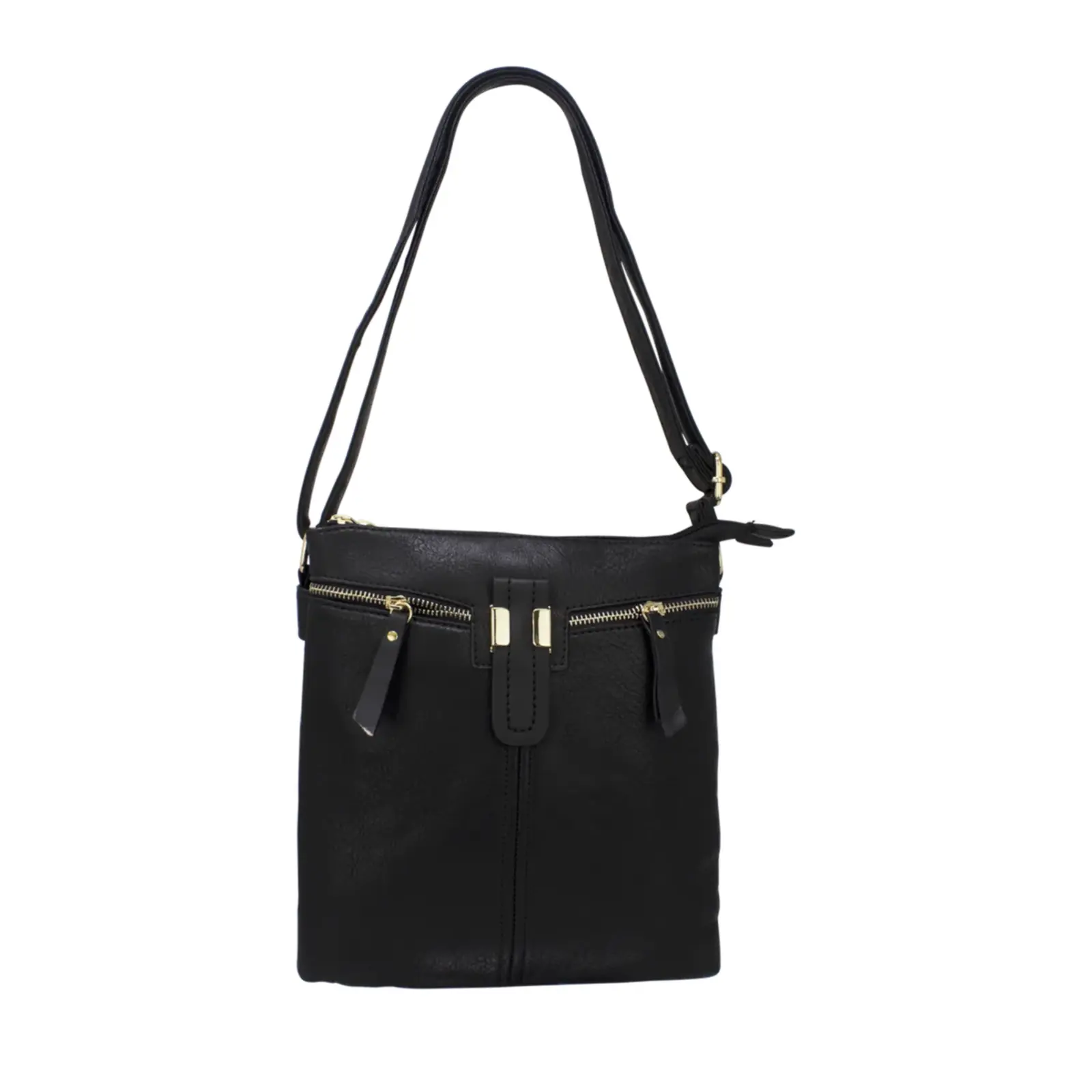 Double Tilted Pockets Crossbody Bag
