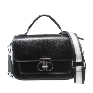 Small Metallic Satchel Bag with Crossbody Strap