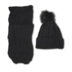 Pom Pom Hat Braid Pattern & Scarf Set