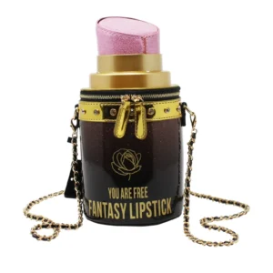 Glittering Lipstick Bag with a Chain Strap