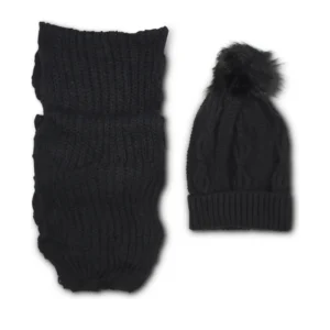 Plain Pom Pom Hat & Scarf Set