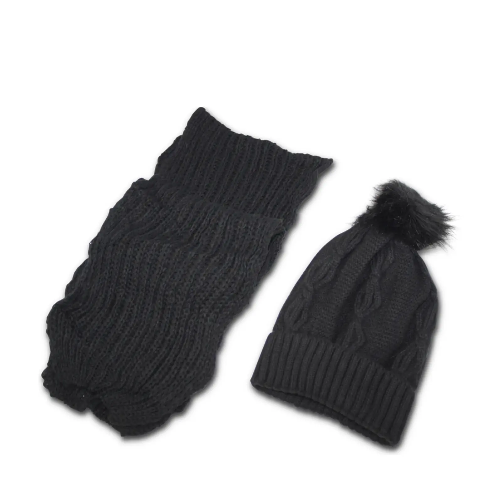 Plain Pom Pom Hat & Scarf Set - Image 2