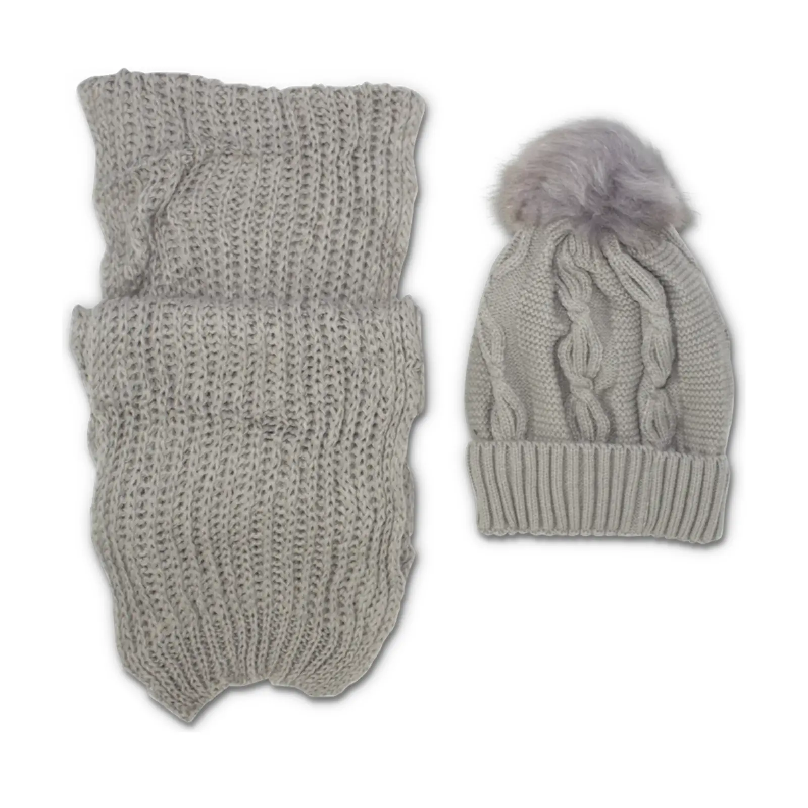 Plain Pom Pom Hat & Scarf Set - Image 5