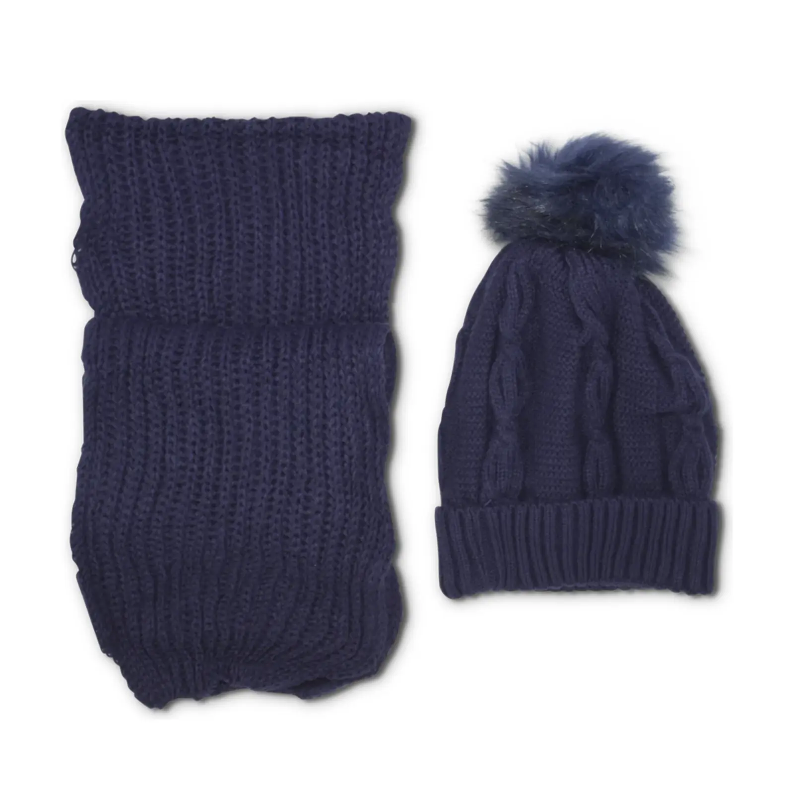 Plain Pom Pom Hat & Scarf Set - Image 3