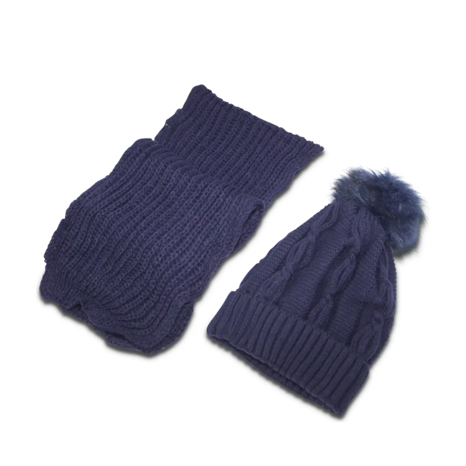 Plain Pom Pom Hat & Scarf Set - Image 4