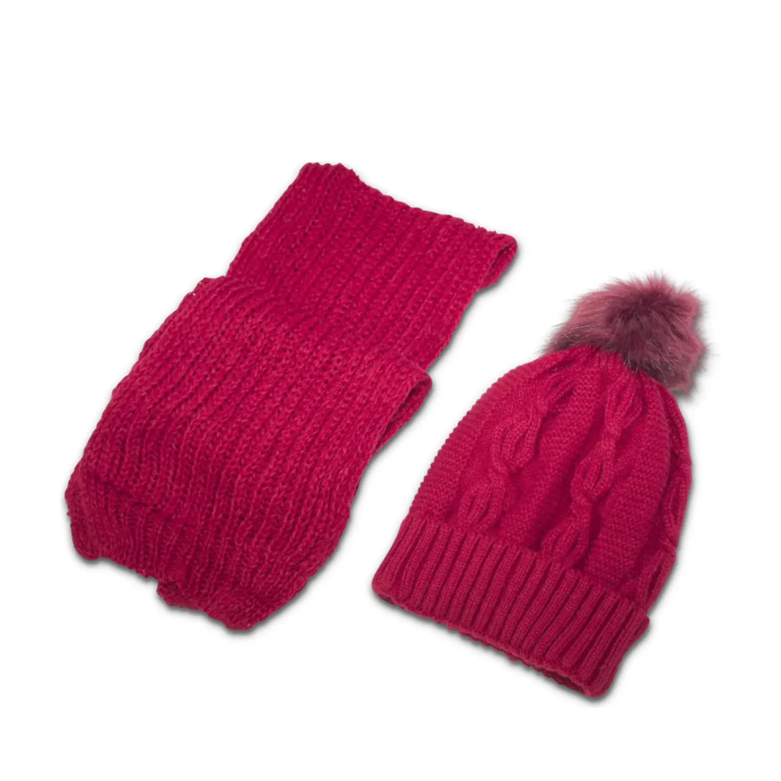 Plain Pom Pom Hat & Scarf Set - Image 8