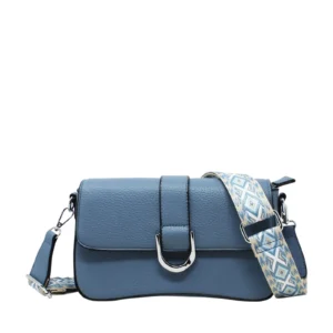 Flap-Over Crossbody with Rhombus Pattern Strap