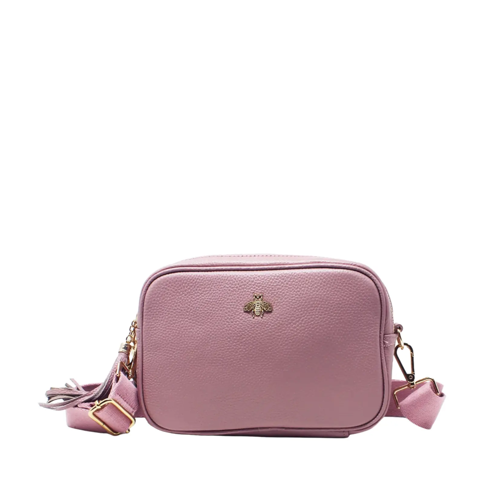Double Zipper Genuine Leather Camera Bag with Bee - Image 17